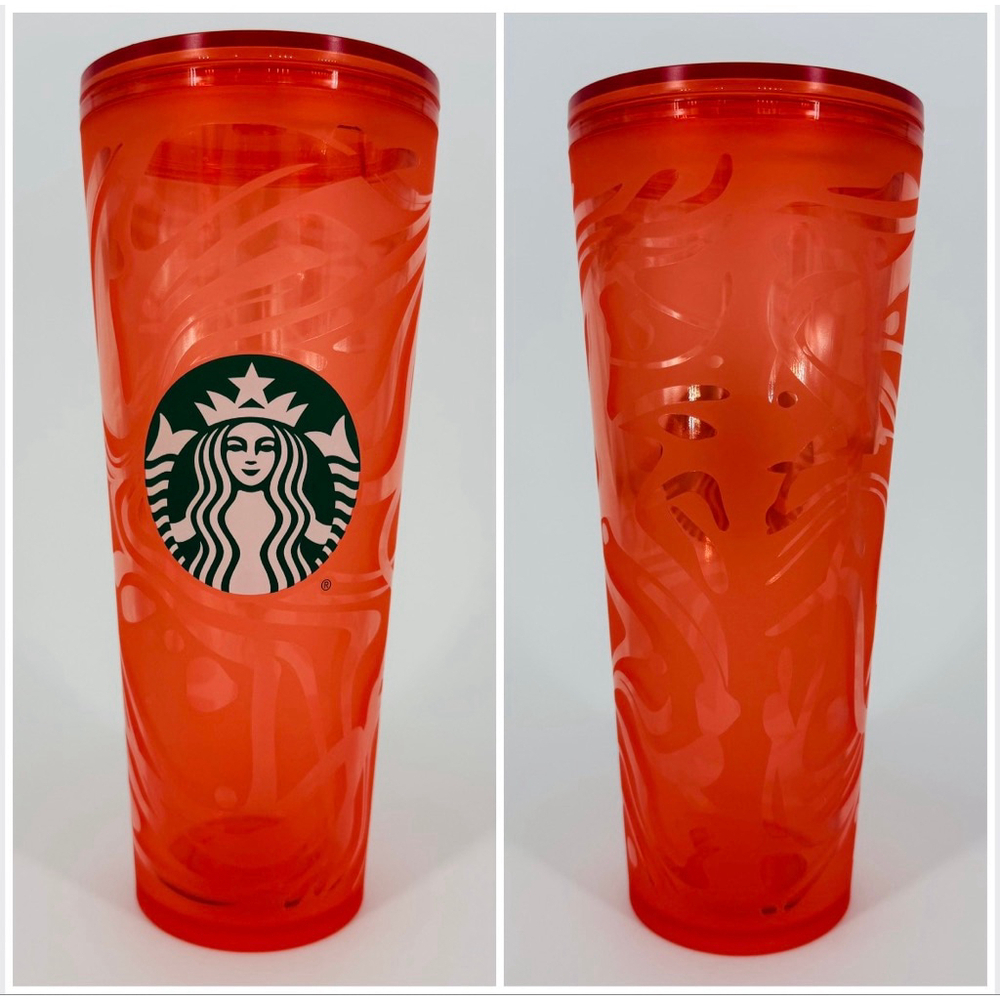 Starbucks Soft Touch Orange Abstract Swirl Wave Acrylic Cold Cup Venti Tumbler
